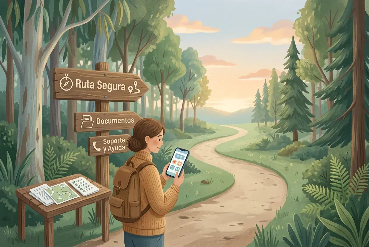 Camino visual hacia recursos de ayuda y pasos prudentes ante problemas
